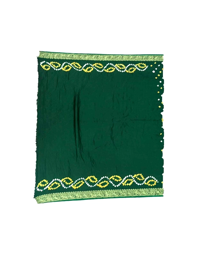 All Over Dark Green Color Art Gaji Bandhani Saree-4