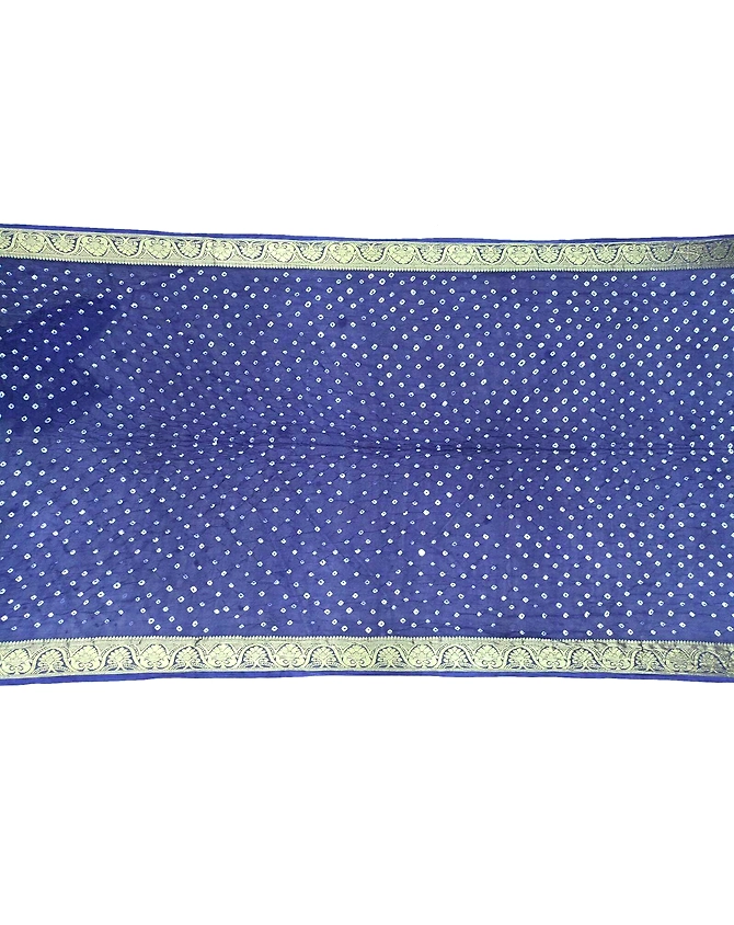 All Over Blue Color Art Silk Bandhani Saree-3