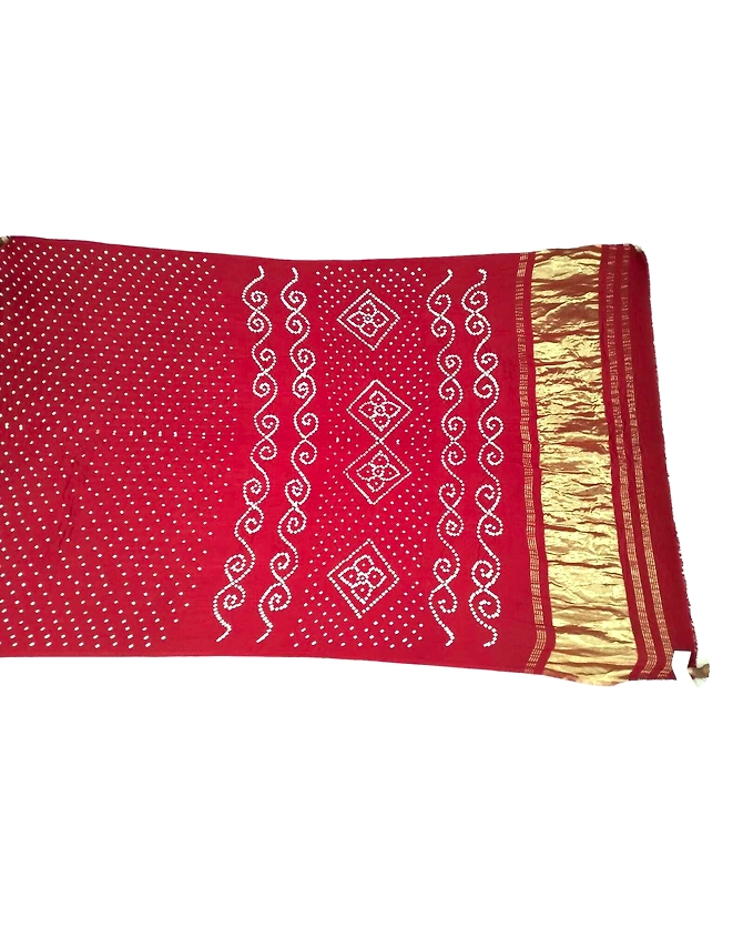 All Over Red Color Art Gaji Bandhani Saree-KSA3X-9890