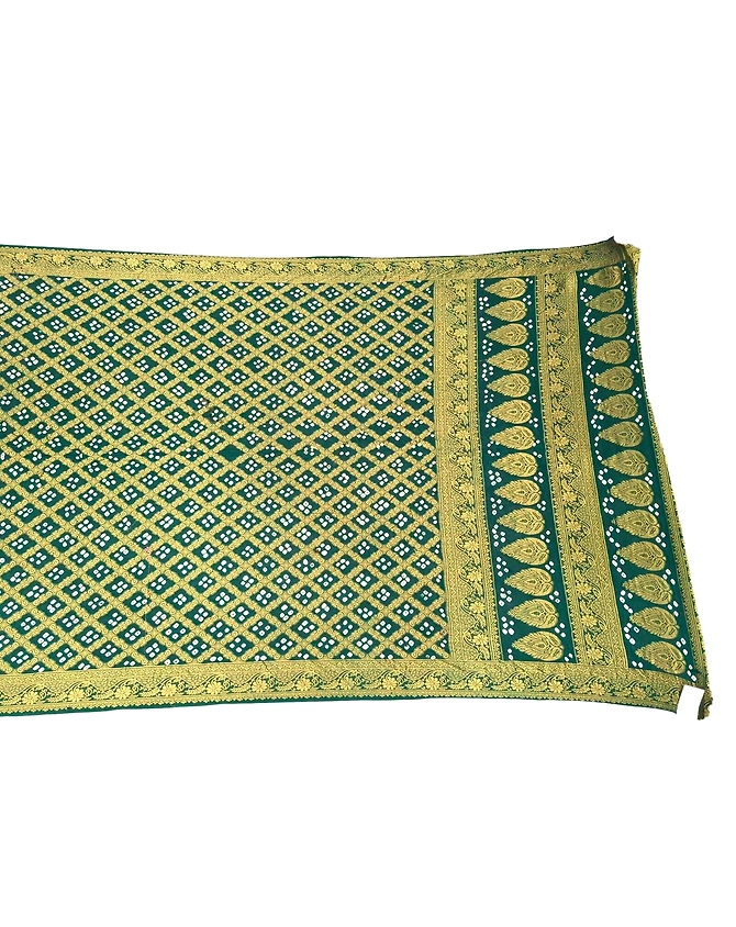 All Over Green Color Cotton Satin Bandhani Saree-KSA2X-9053