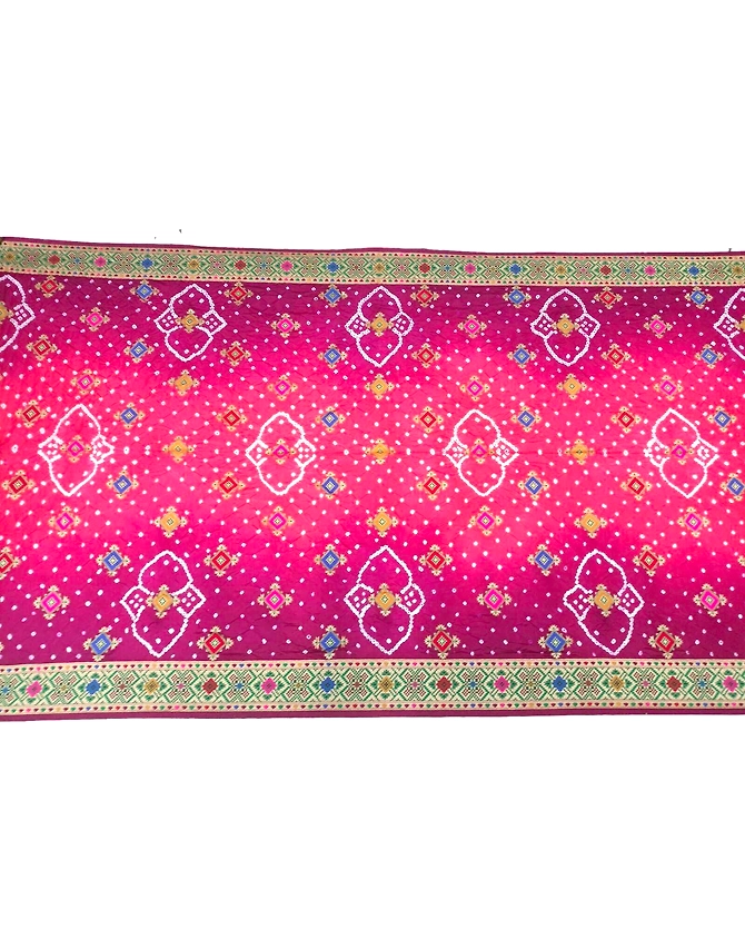 Peach &amp; Majenta Color Dupion Silk Bandhani Saree-KSA6X-9918