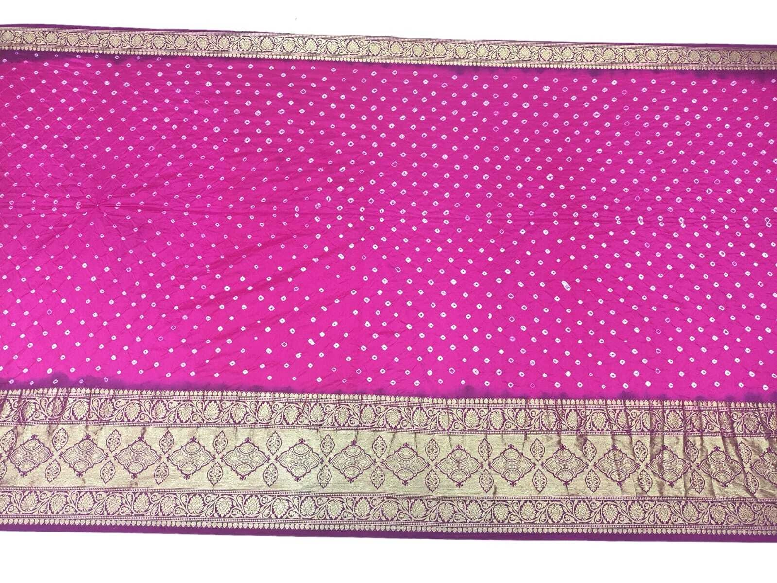 Pink Magenta Shaded Color Dupion Silk Bandh ani Saree-KSA6X-9920