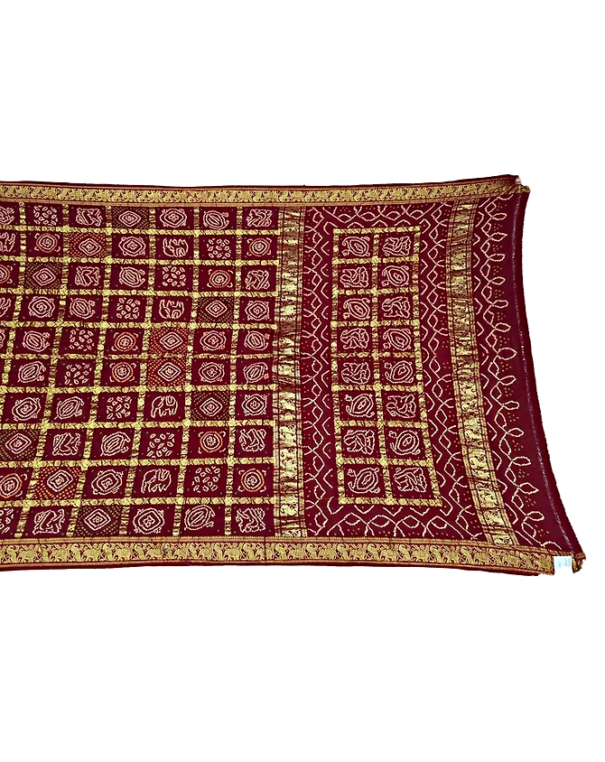 All Over Red Color Pure Cotton Bandhani Gharchola Saree-KSC2X-9001