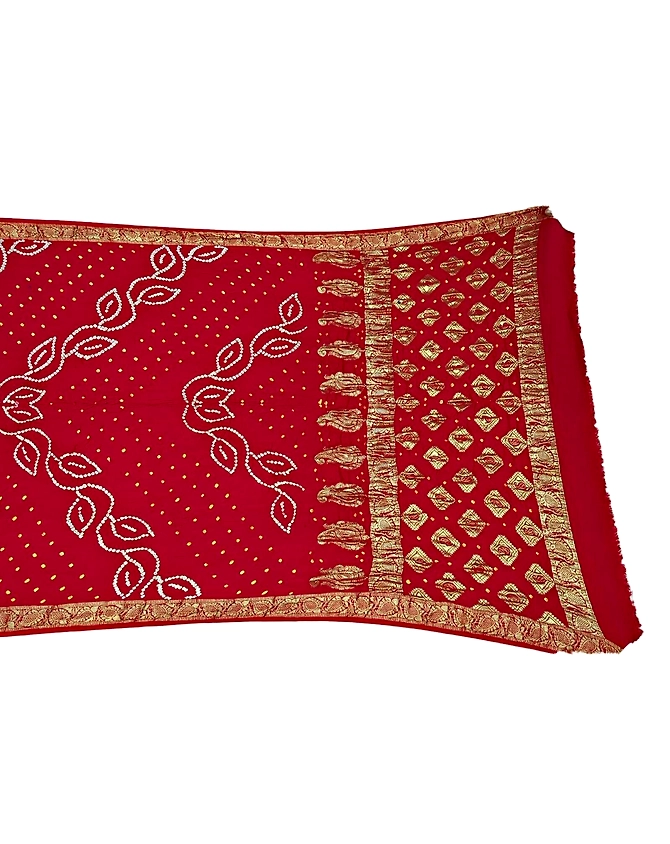 All Over Red Color Art Silk Bandhani Saree-KSA3X-10502