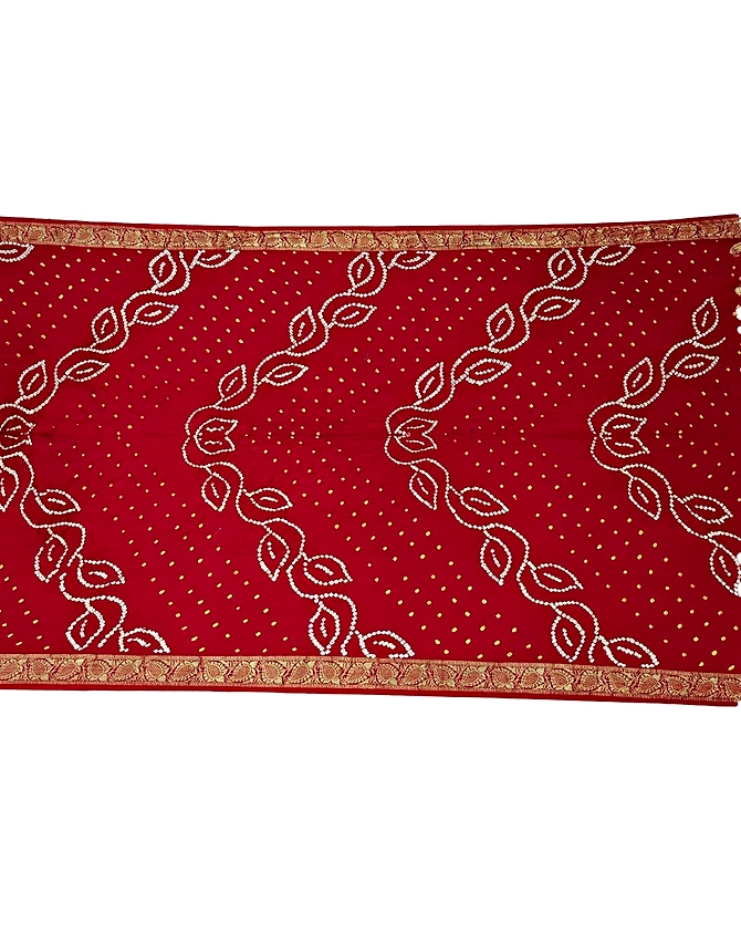 All Over Red Color Art Silk Bandhani Saree-1