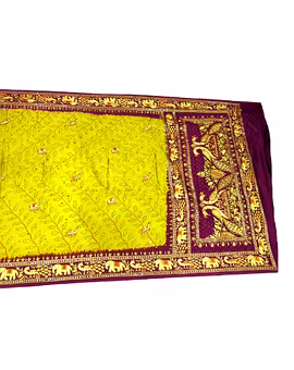 Mahendi Green & Magenta Color Hand Work Pure Gaji Silk Bandhani Saree