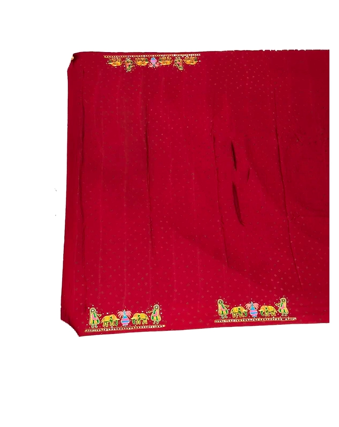 All Over Maroon Color Hand Work Pure Gaji Bandhani Saree-2