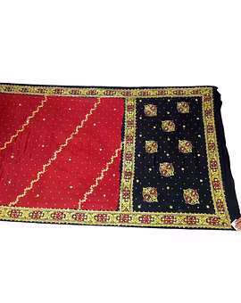 Red & Black Color  Hand Work Pure Gaji Silk Bandhani Saree