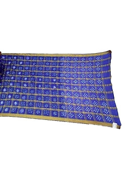Light Dark Blue Color Cotton Satin Bandhani Saree
