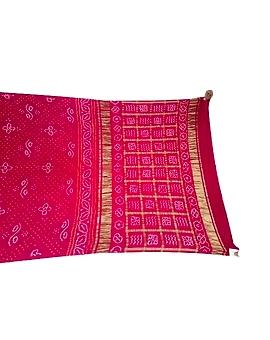 All Over Magenta Color Pure Gaji Silk Bandhani Saree