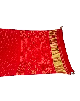 All Over Red Color Pure Gaji Silk Bandhani Saree