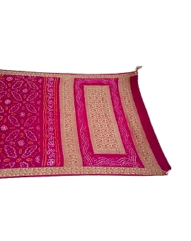 All Over Magenta Color Pure Gaji Silk Bandhani Saree