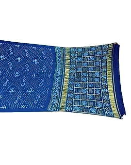 Bandhani Saree All Over Indigo Color Pure Gaji Silk Bandhani Saree