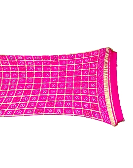 All Over Pink Color Pure Gaji Silk Bandhani Dupatta