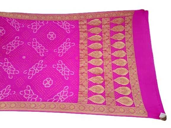 Pink And Kakach Color Fancy Design Banarasi Georggete Bandhani Saree-KSA11X-9876