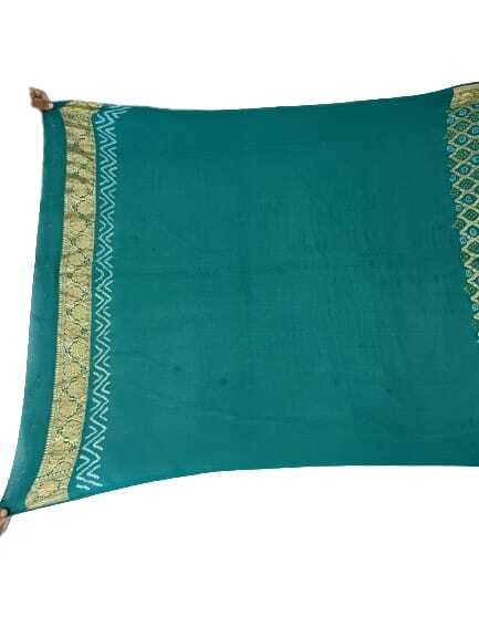 All Over Sea Green Color Fancy Design Banarasi Georggete Bandhani Saree-2