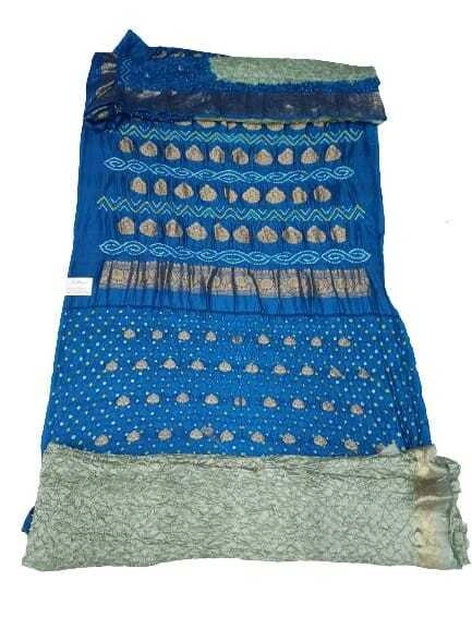 Lattice Cotton Silk Bandhani Dress Material