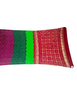 All Over Multy Color Pure Gaji Silk Bandhani Saree