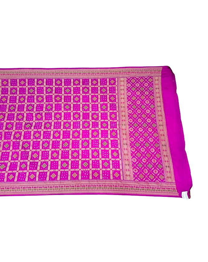 All Over Magenta Color Dupion Silk Bandhani Saree-KSA6X-90327