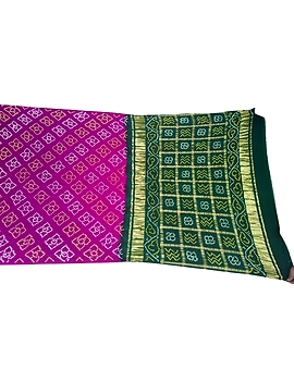 Magenta & Green Color Gaji Silk Bandhani Saree
