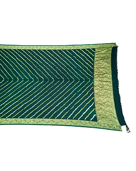 All Over Green Color Art Gaji Silk Bandhani Dupatta