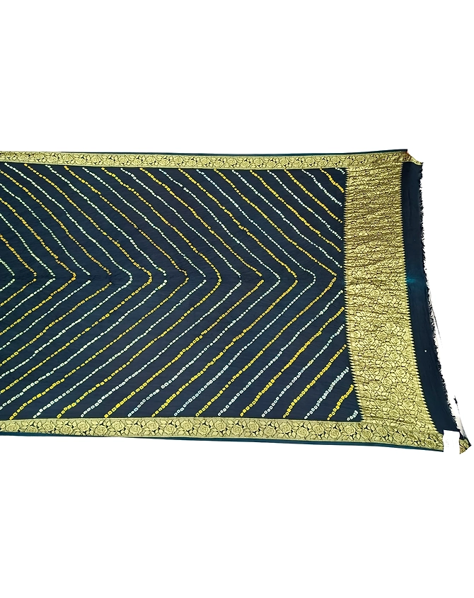 All Over Indigo Color Art Gaji Silk Bandhani Dupatta-KSH3X-9953