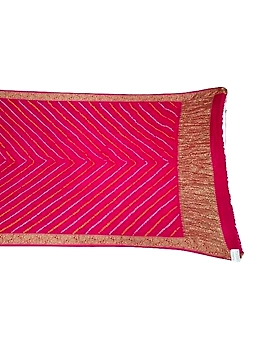 All Over Pink Color Art Gaji Silk Bandhani Dupatta