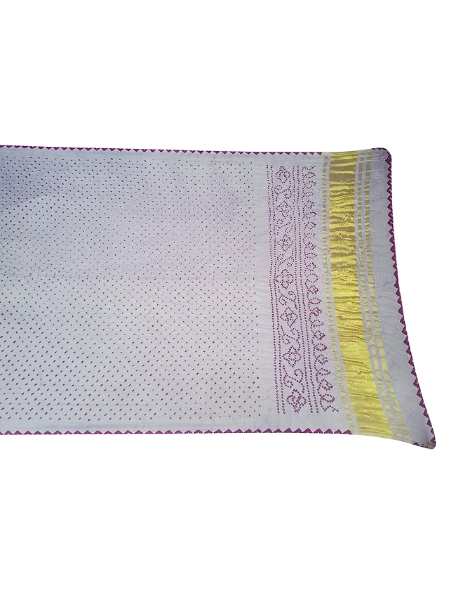 All Over White Color Gaji Silk Bandhani Dupatta-KSH7X-10095