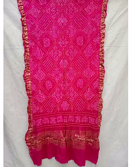 All Over Pink Color Gaji Silk Bandhani Dupatta