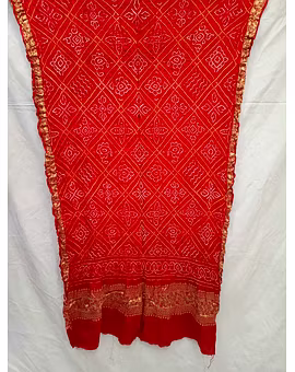 All Over Red Color Gaji Silk Bandhani Dupatta