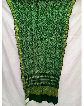 All Over Green Color Gaji Silk Bandhani Dupatta