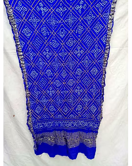 All Over Blue Color Gaji Silk Bandhani Dupatta