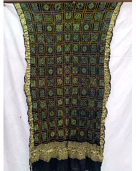 All Over Black Color Gaji Silk Bandhani Dupatta