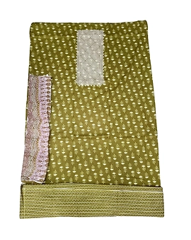 All Over Mahendi Green Color Cotton Satin Printed Dress