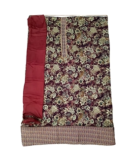 All Over Chocolate Color Cotton Satin Printed Dress