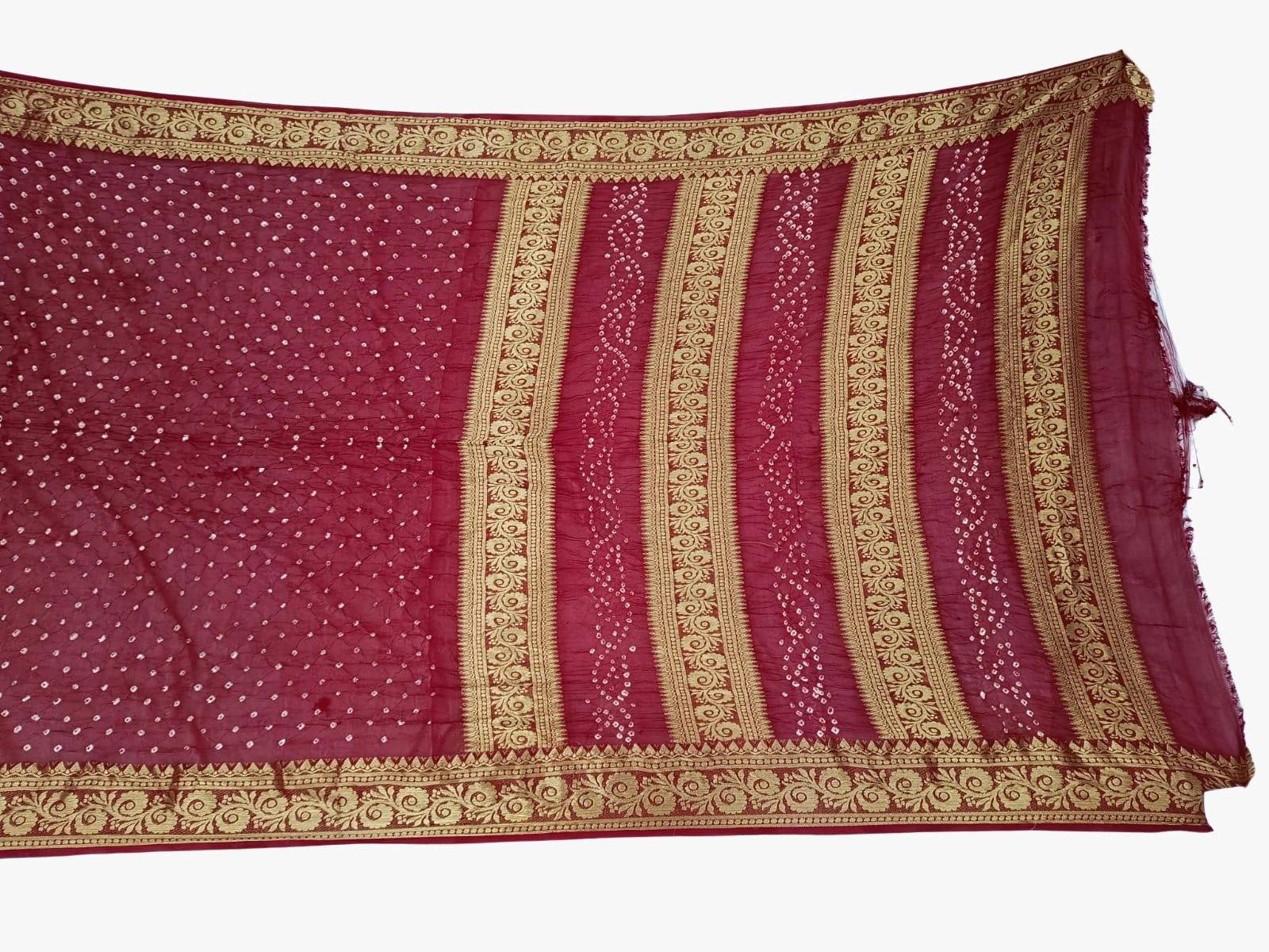 All Over Maroon Color Art Silk Bandhani Saree-KSA3X-10735