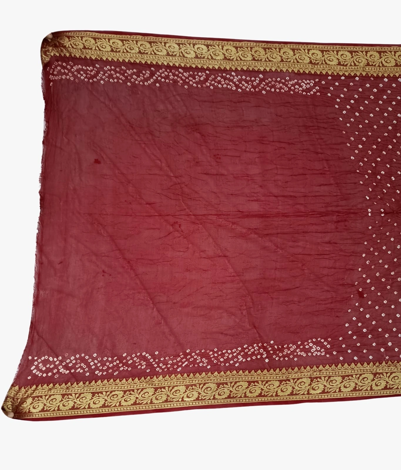 All Over Maroon Color Art Silk Bandhani Saree-1