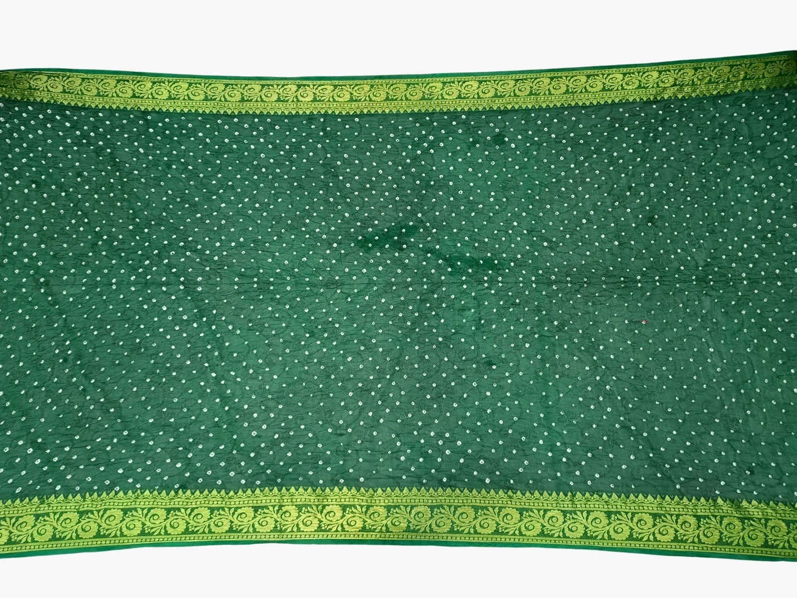 All Over Green Color Art Silk Bandhani Saree-1