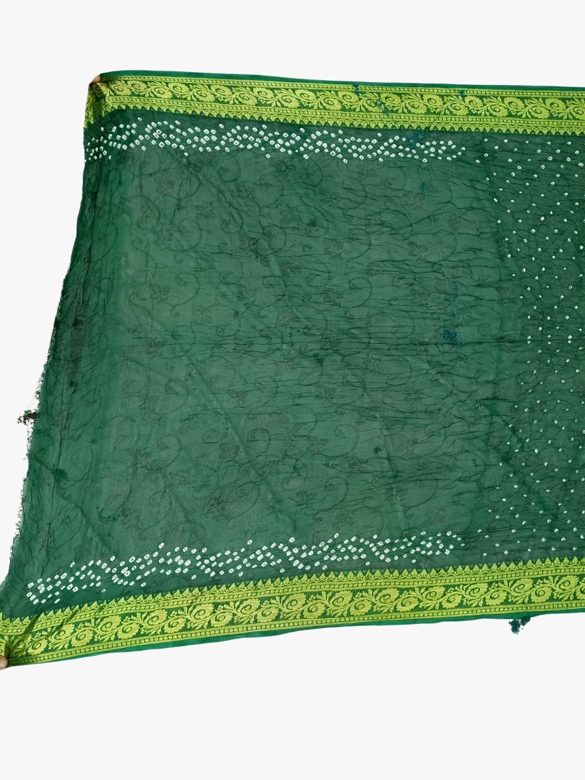 All Over Green Color Art Silk Bandhani Saree-2