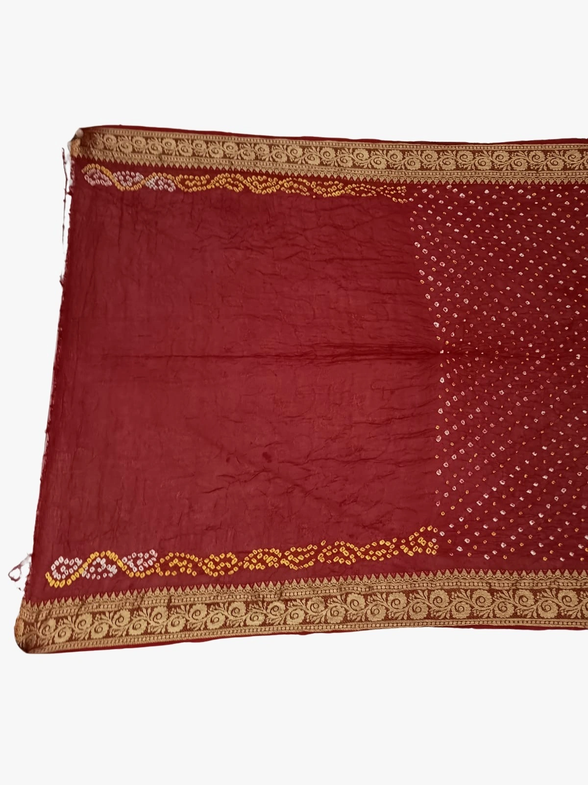 All Over Red Color Art Silk Bandhani Saree-2