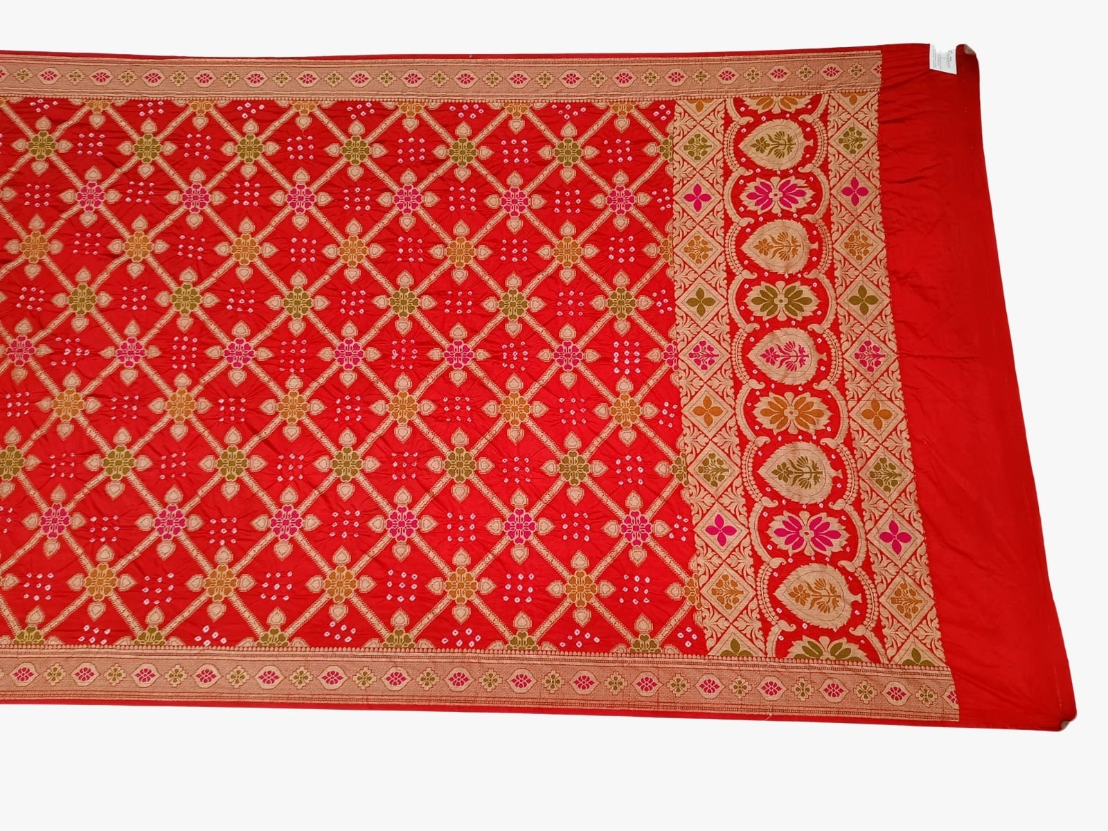 All Over Red Color Dupion Silk Bandhani Saree-KSA6X-90365