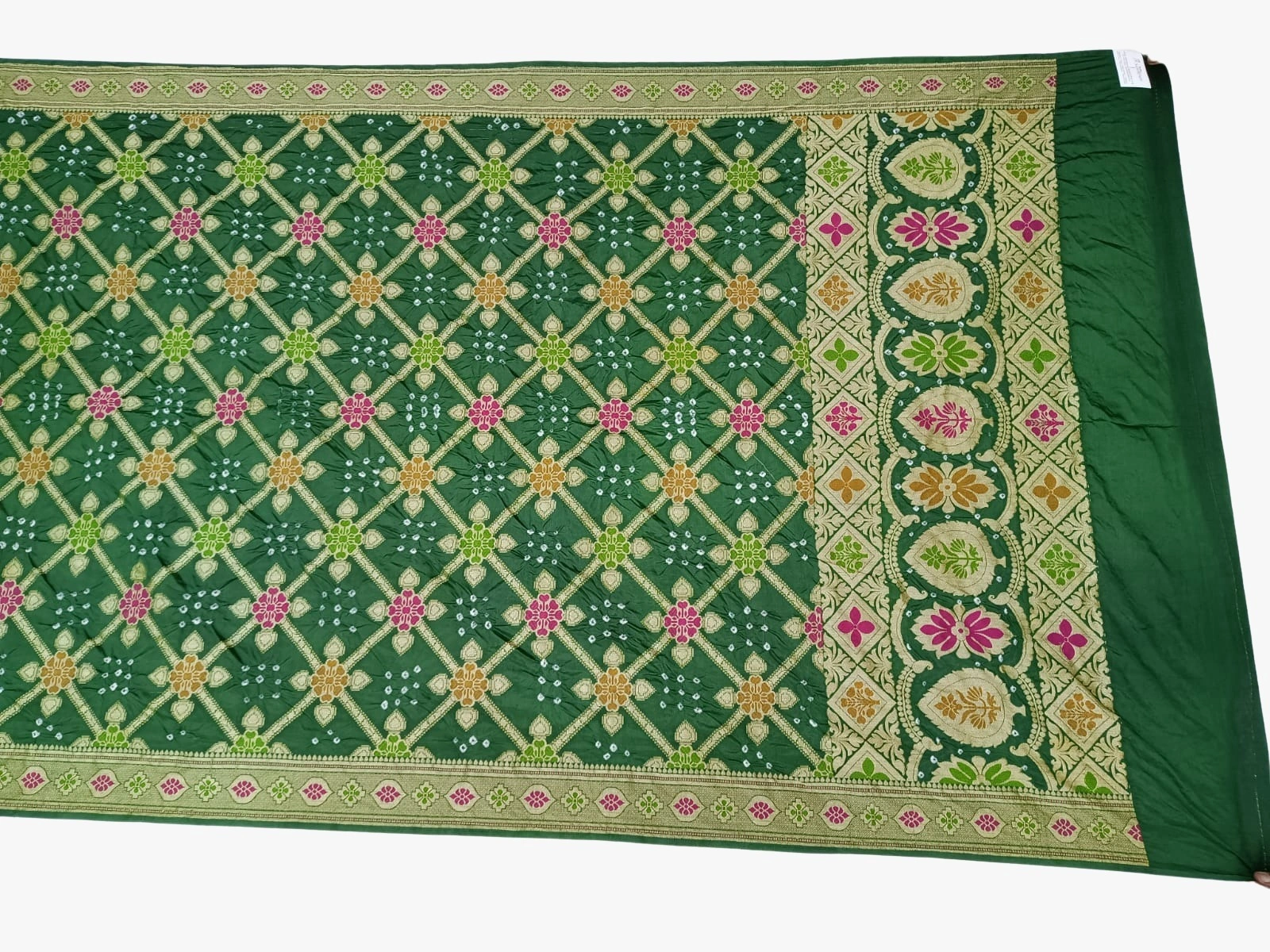 All Over Green Color Dupion Silk Bandhani Saree-KSA6X-90366