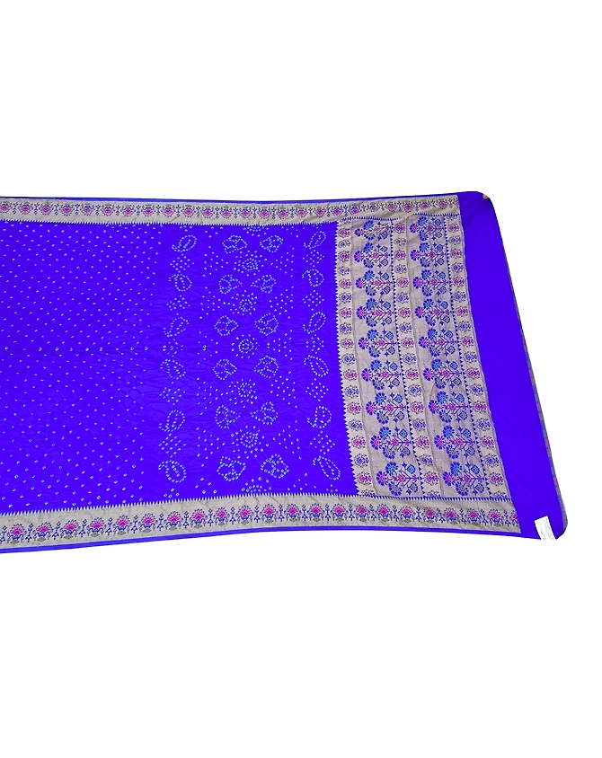 All Over Blue Color Dupion Silk Bandhani Saree-KSA6X-90410