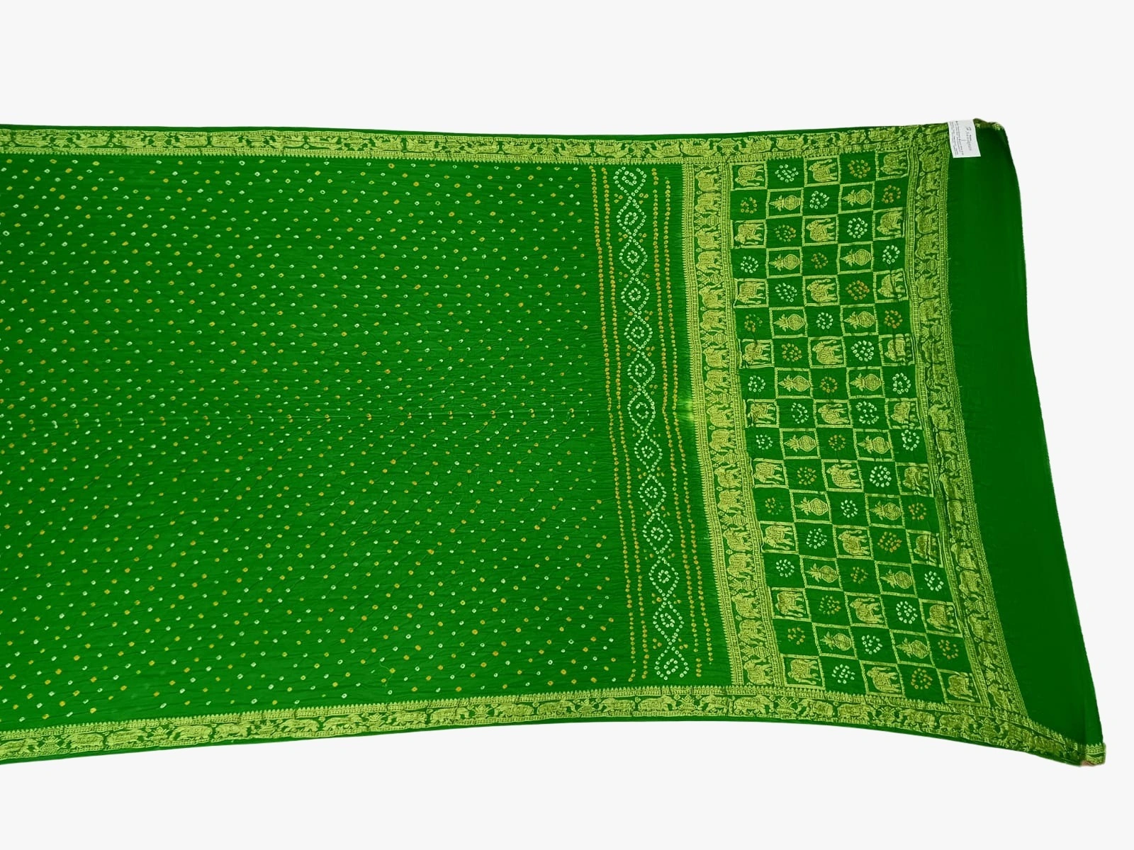 All Over Parrot Green Color Gaji Silk Bandhani Saree-KSA7X-10105