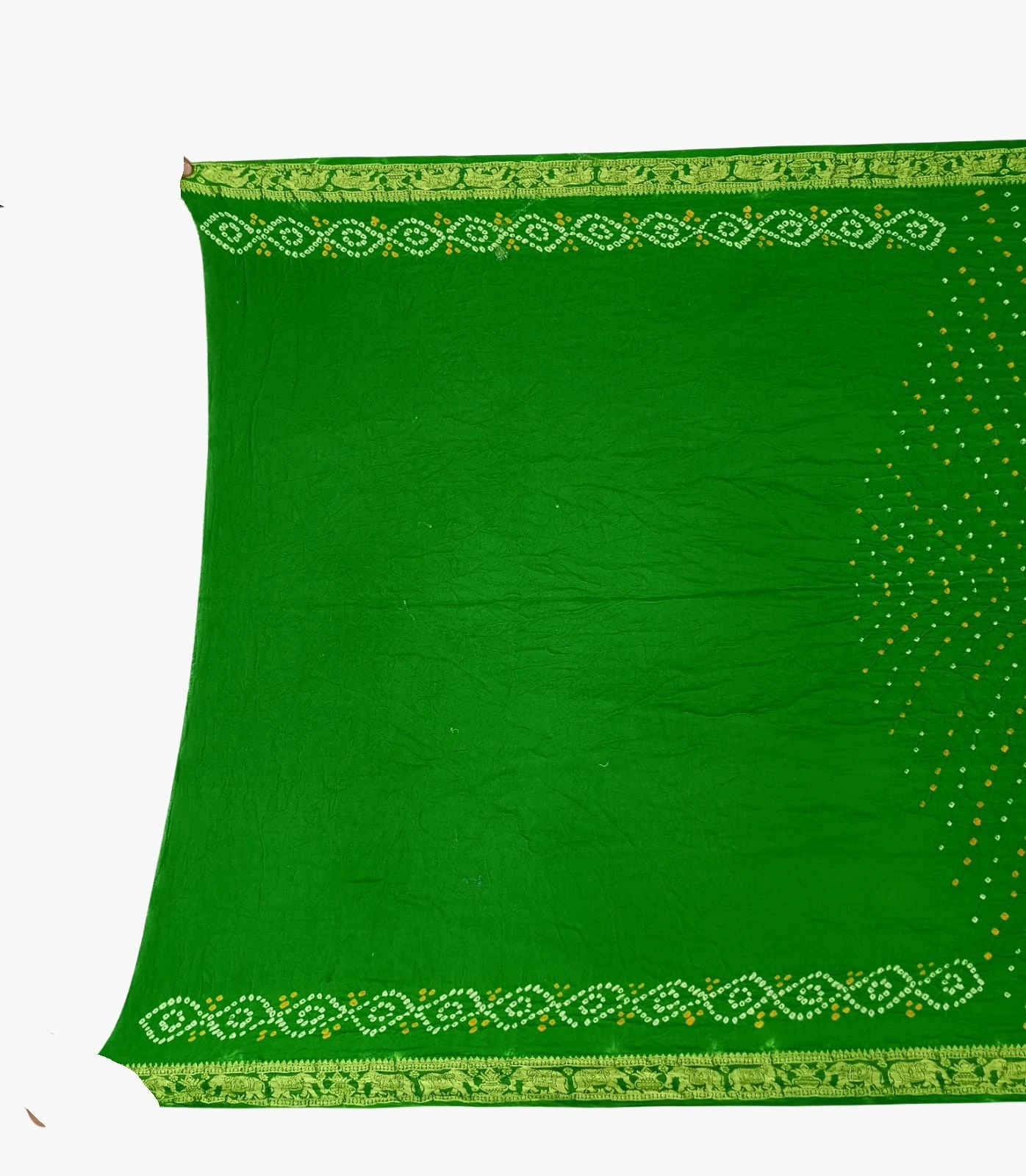 All Over Parrot Green Color Gaji Silk Bandhani Saree-1