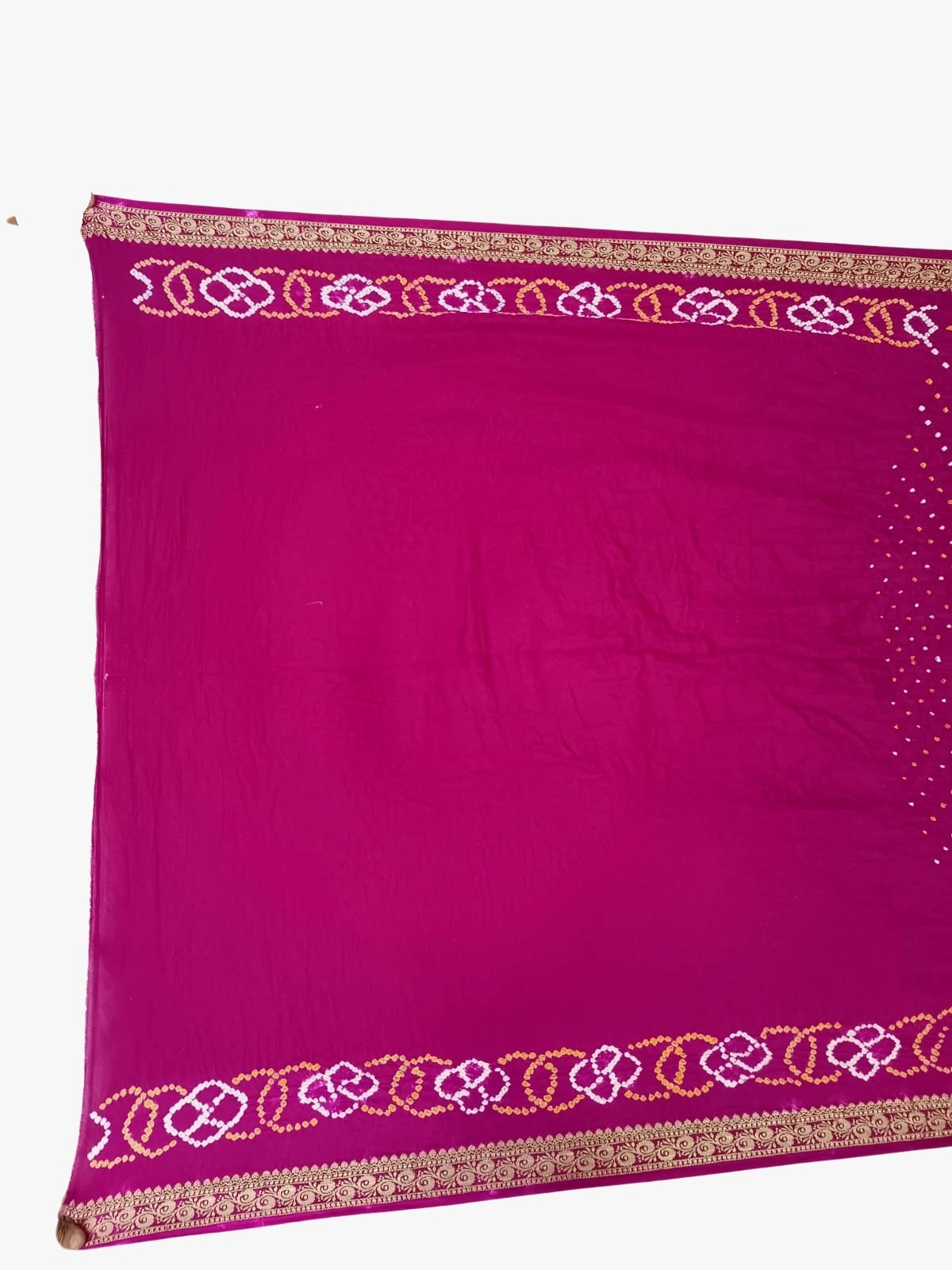 All Over Magenta Color Gaji Silk Bandhani Saree-1