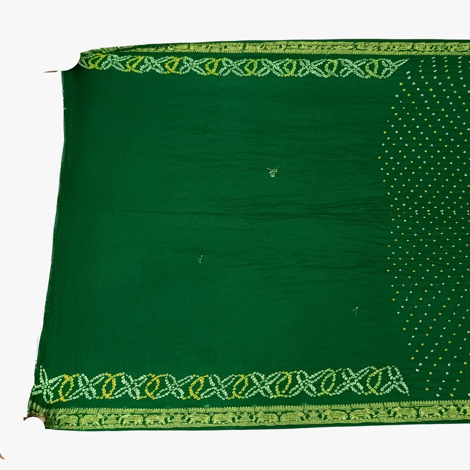 All Over Green Color Gaji Silk Bandhani Saree-1