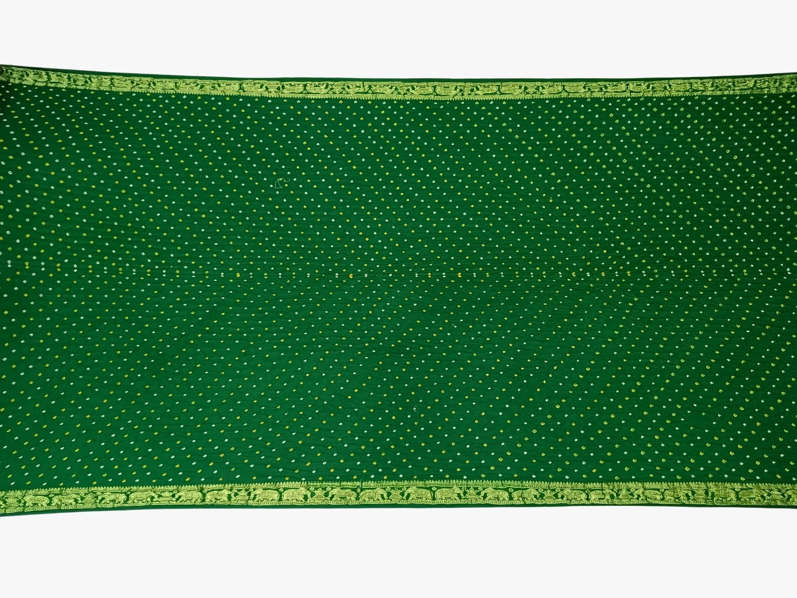 All Over Green Color Gaji Silk Bandhani Saree-2