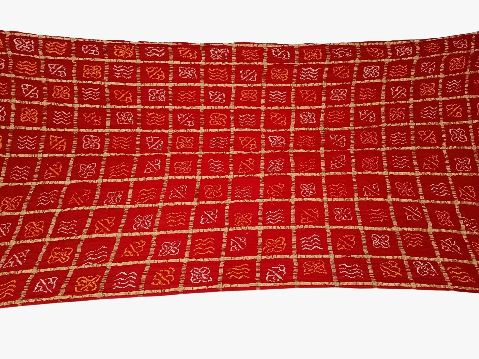 All Over Red Color Gaji Silk Gharchola Bandhani Saree-1