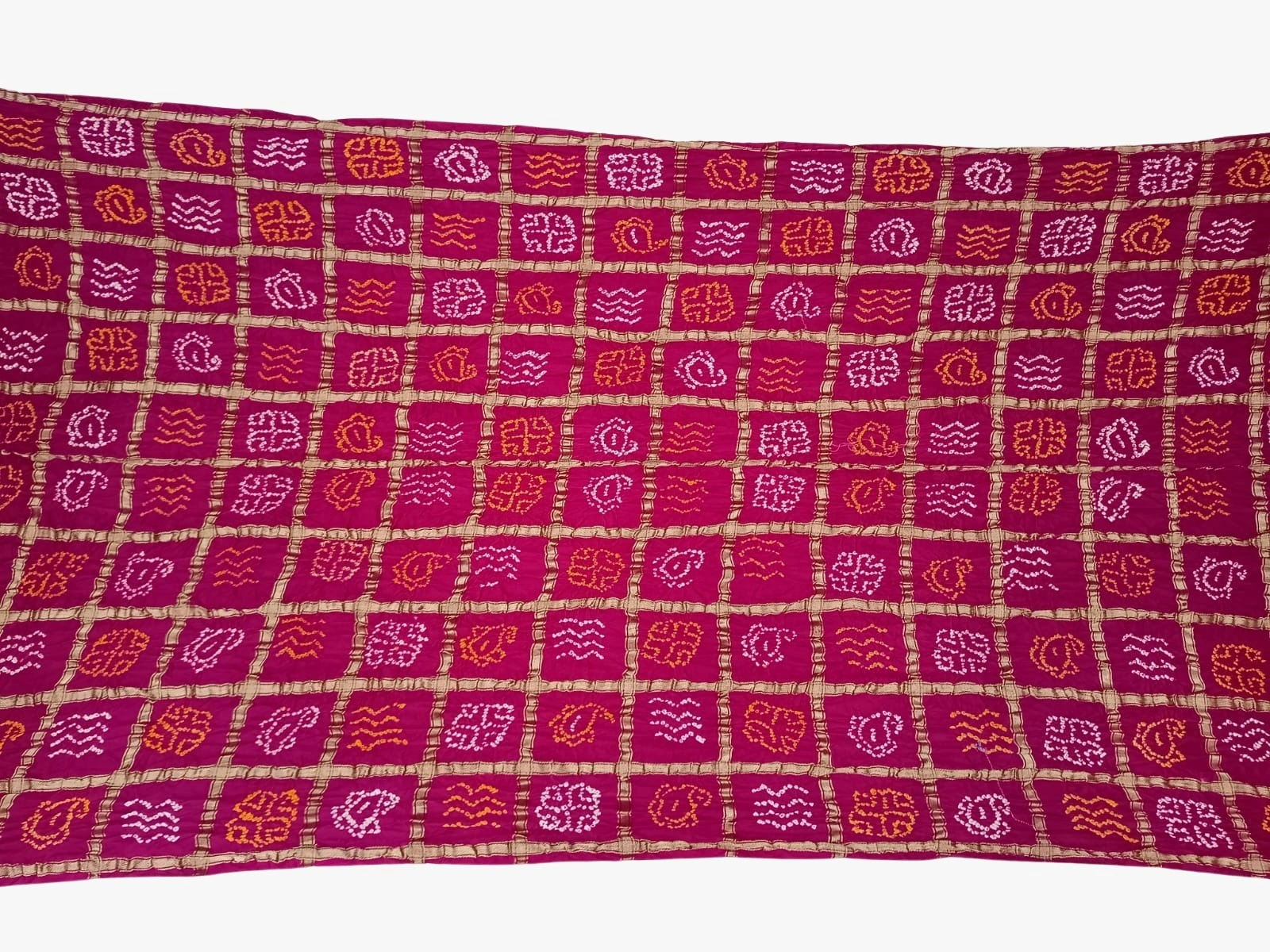 All Over Magenta Color Gaji Silk Gharchola Bandhani Saree-1